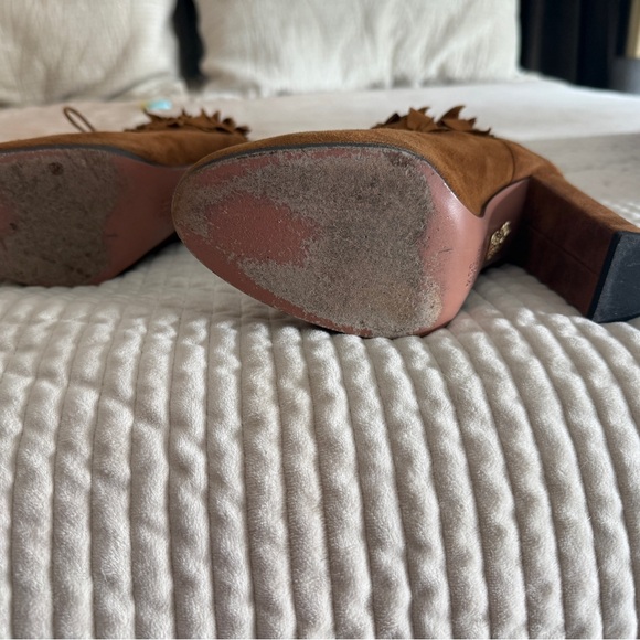 Aquazzura Tan Suede Tassel Heeled Boots - Picture 7 of 7